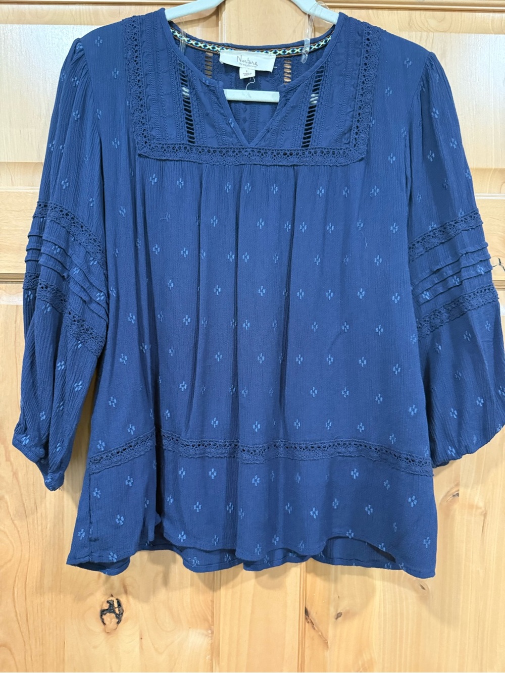 Nurture by Westbound Navy Flowy Peasant Top